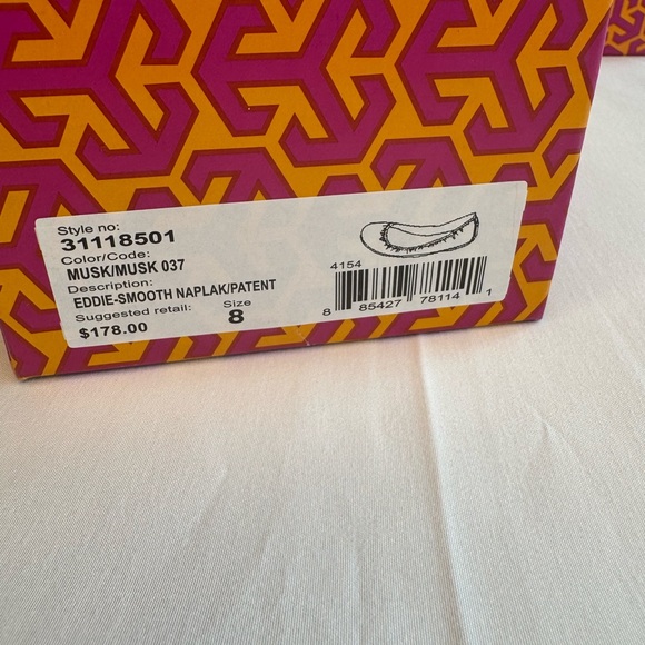 Tory Burch Eddie-Smooth Naplak/Patent Leather Ballet Flats Size 8 Color Musk - Picture 6 of 11